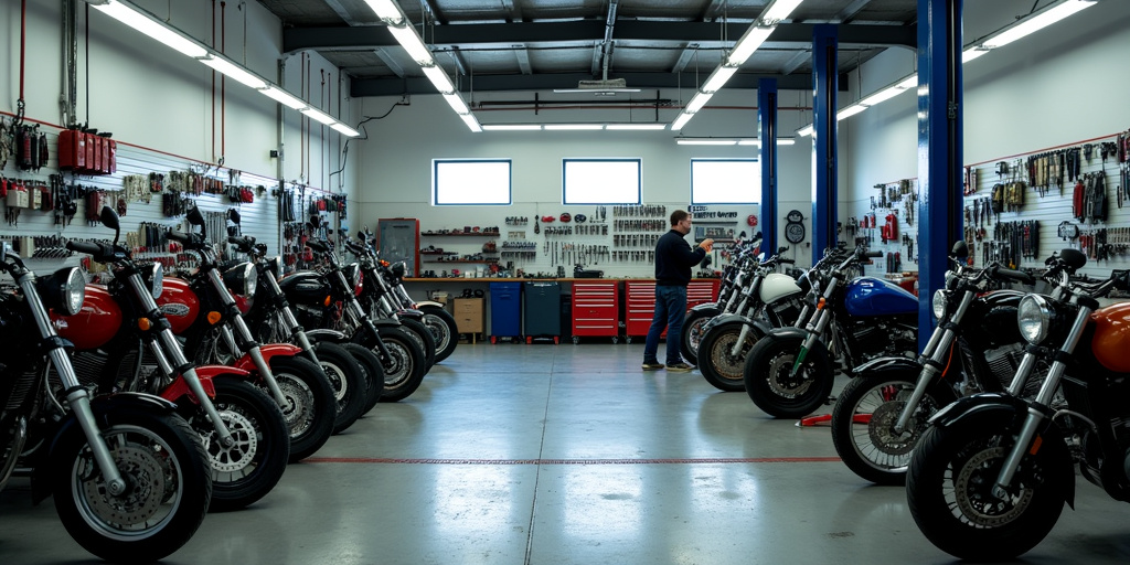 Interior del taller TM Motos